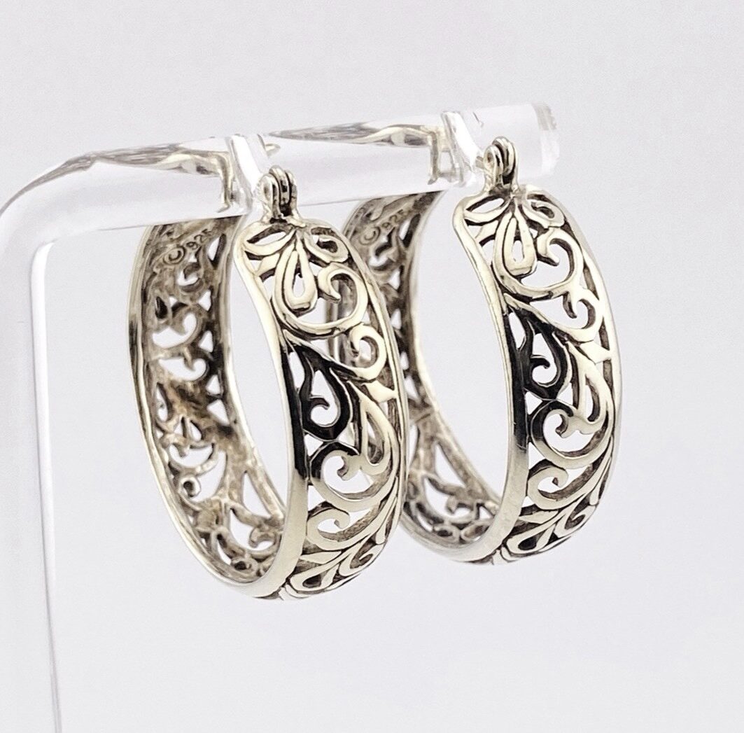 Sterling Silver Openwork Hoop Earrings
