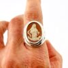 Vintage Sterling Silver Our Lady Shell Cameo Ring – Size 8 Devotional
