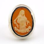Vintage Sterling Silver Our Lady Shell Cameo Ring – Size 8 Devotional