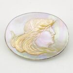 Antique Victorian Mother of Pearl Cameo Brooch in Sterling Silver