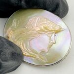 Antique Victorian Mother of Pearl Cameo Brooch in Sterling Silver