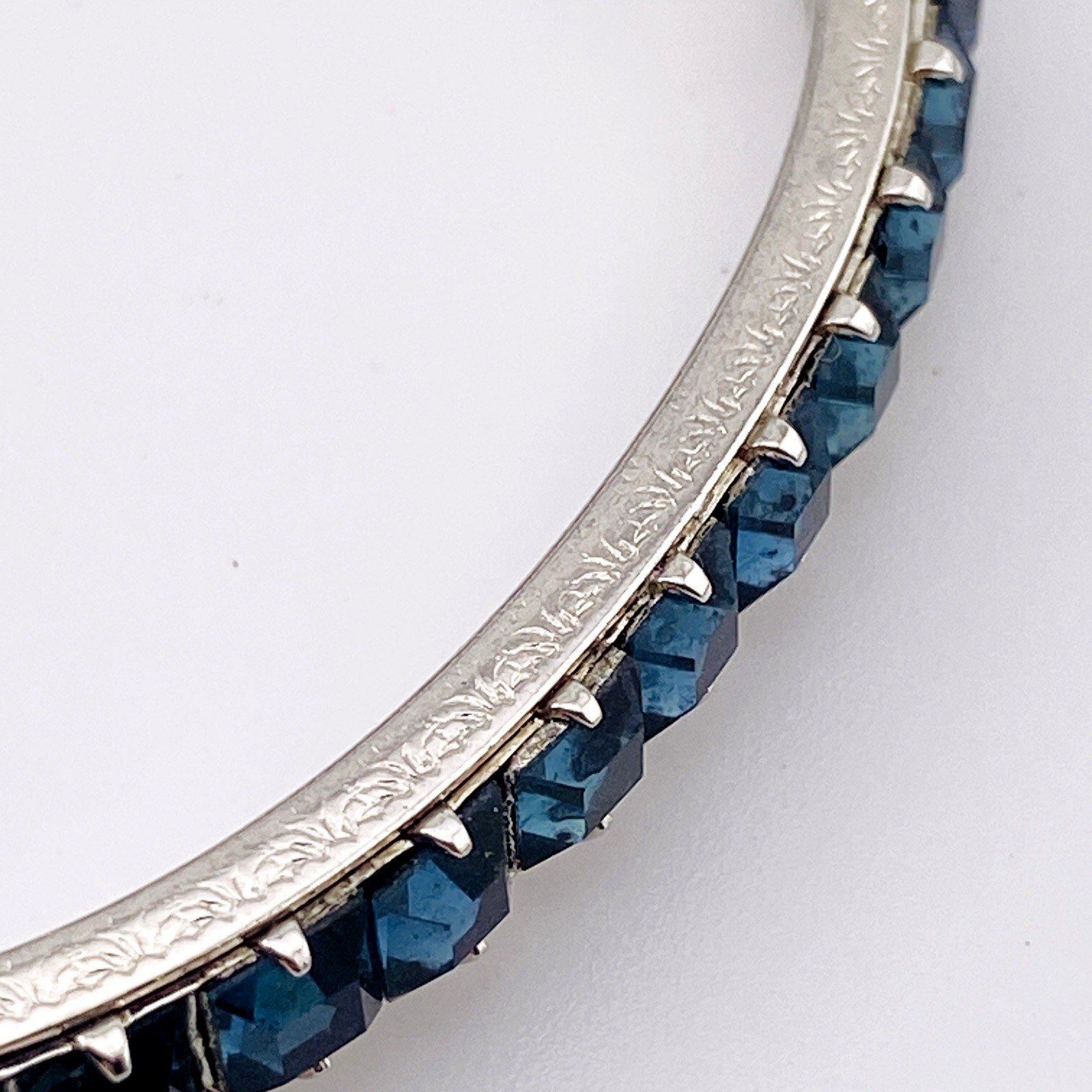 Art Deco Sapphire Blue Glass Clamper Bracelet