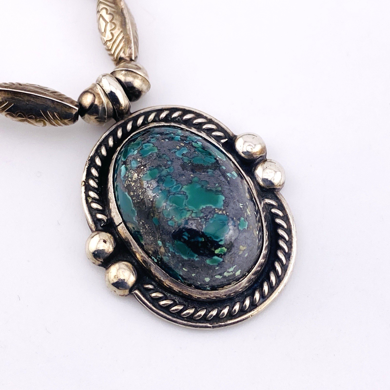 Artisan Sterling Silver & Turquoise Pendant Necklace