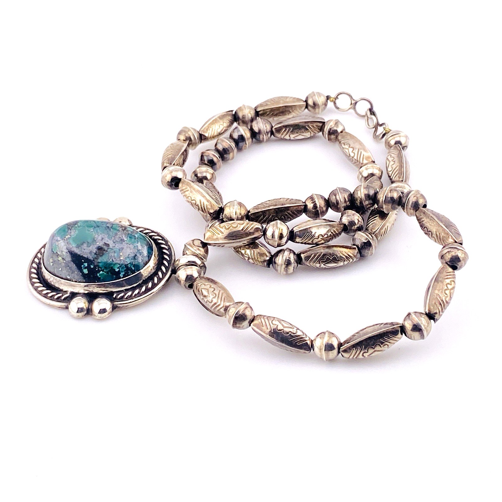 Artisan Sterling Silver & Turquoise Pendant Necklace
