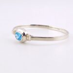 BOMA Sterling Silver Minimalist Cuff Bracelet with Blue Topaz