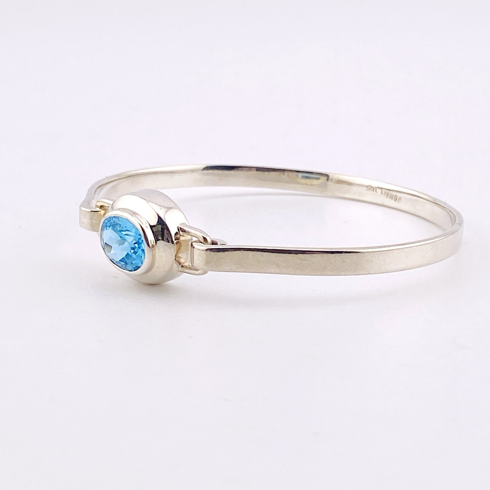 BOMA Sterling Silver Minimalist Cuff Bracelet with Blue Topaz