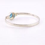 BOMA Sterling Silver Minimalist Cuff Bracelet with Blue Topaz