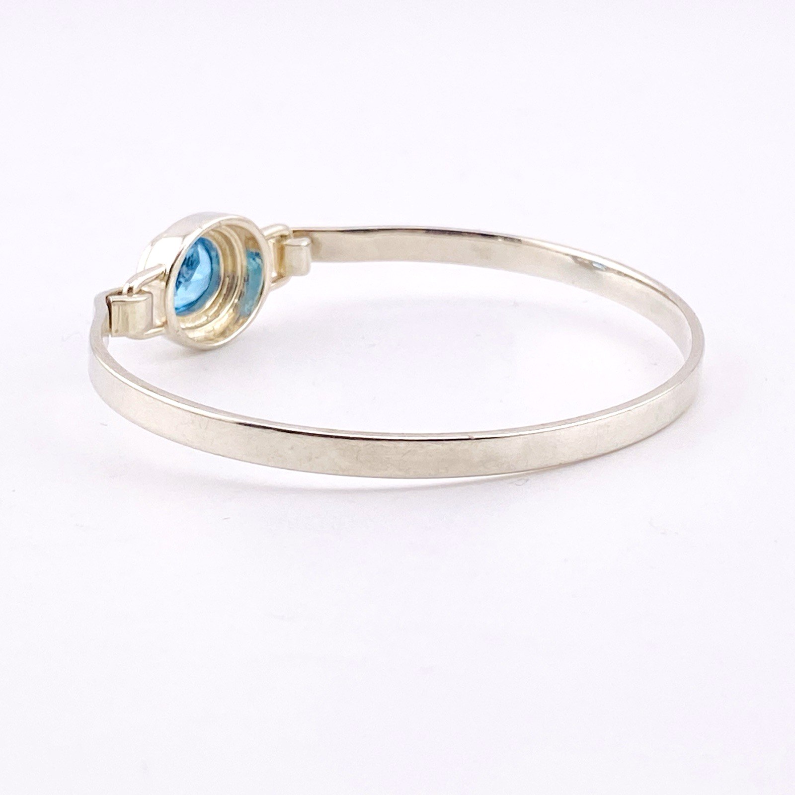BOMA Sterling Silver Minimalist Cuff Bracelet with Blue Topaz