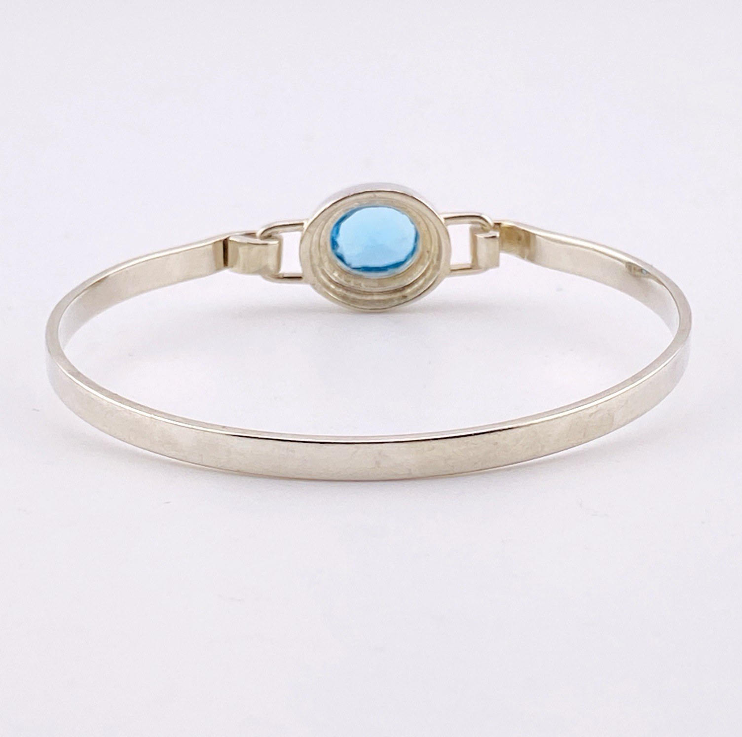 BOMA Sterling Silver Minimalist Cuff Bracelet with Blue Topaz