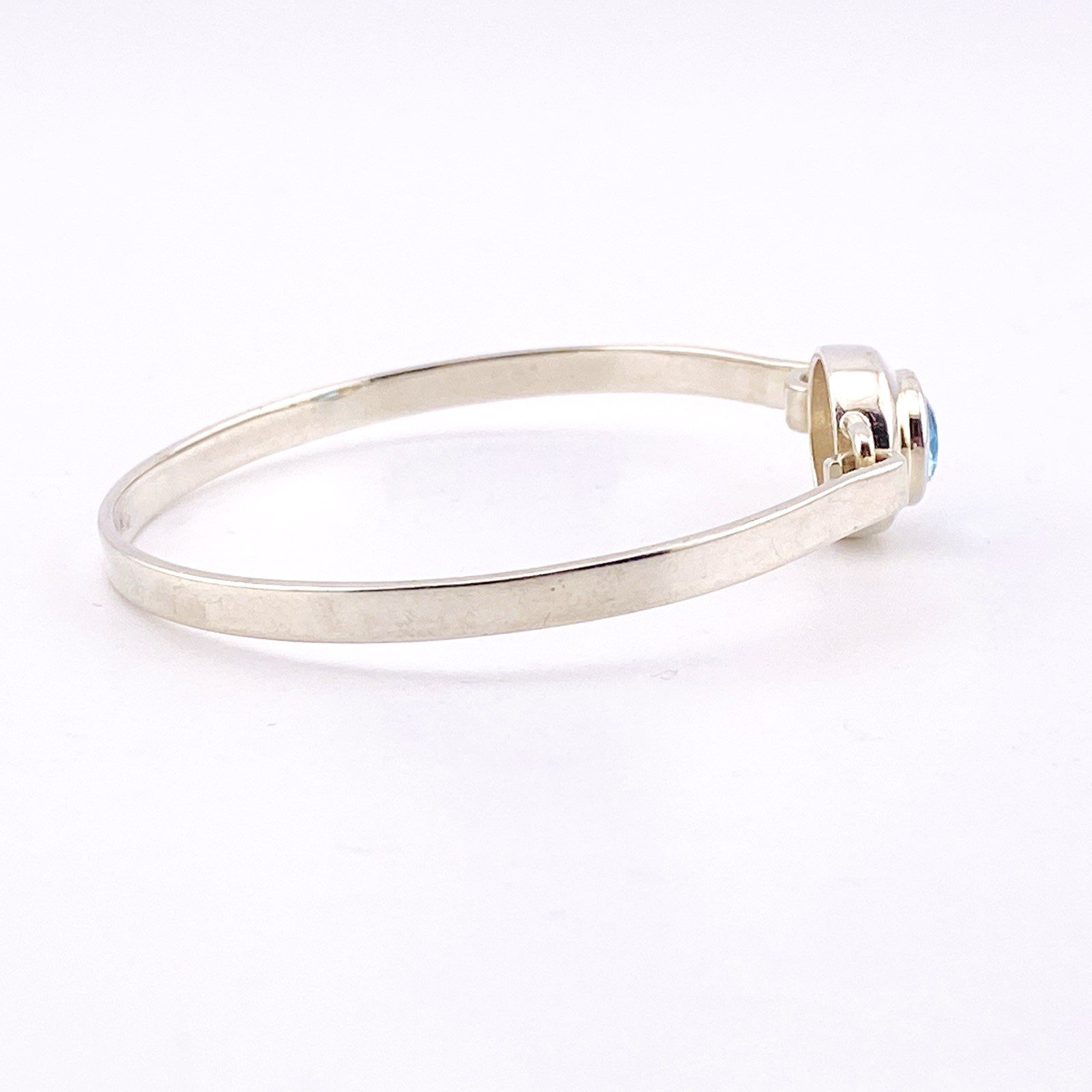 BOMA Sterling Silver Minimalist Cuff Bracelet with Blue Topaz