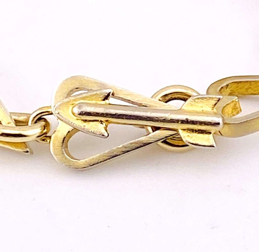 Gold Vermeil Sterling Silver Heart Link Bracelet – Arrow Toggle Clasp – Retro Era