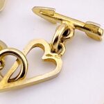 Gold Vermeil Sterling Silver Heart Link Bracelet – Arrow Toggle Clasp – Retro Era