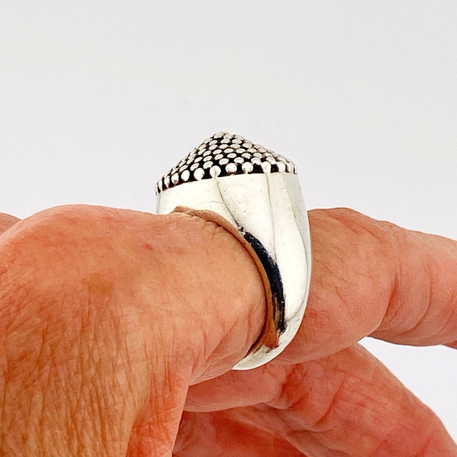 Massive Reticulated Sterling Silver Ring – Sculptural Vintage Size 6.75