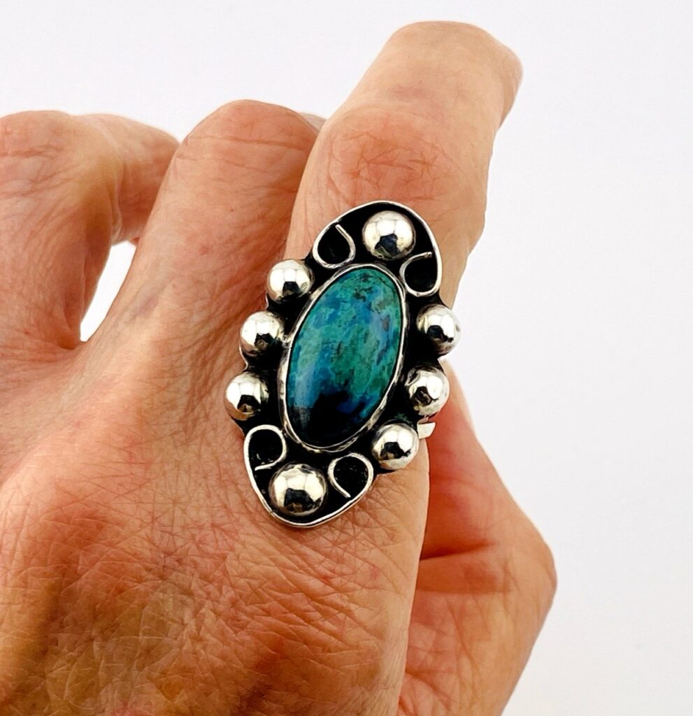 Mexican Sterling Silver North-South Turquoise Ring