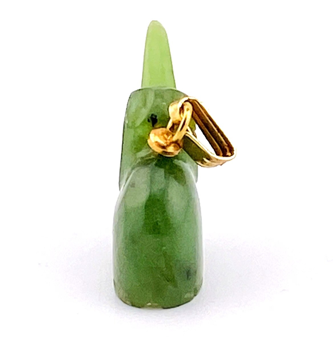 Vintage Nephrite Jade Elephant Pendant – Trunk Up Good Luck Charm