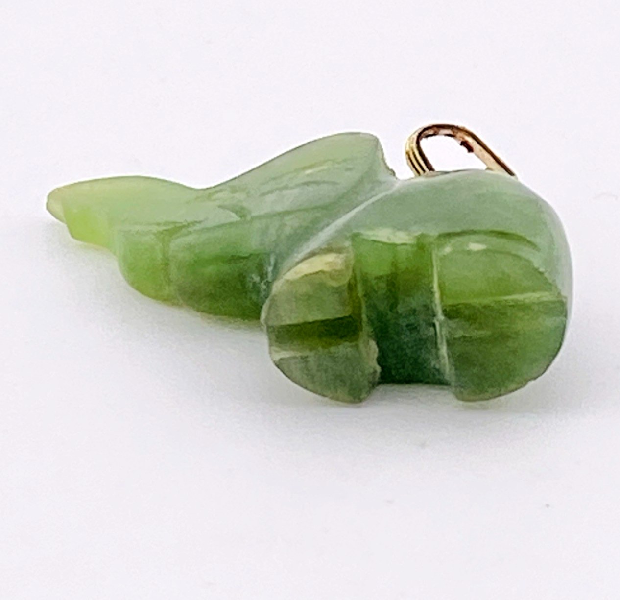 Vintage Nephrite Jade Elephant Pendant – Trunk Up Good Luck Charm