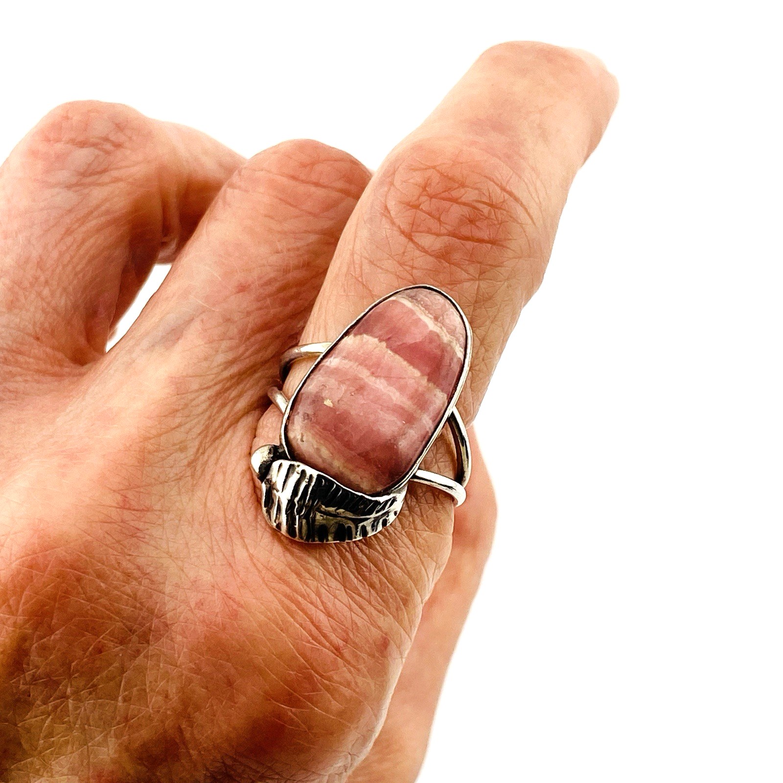 Pink Rhodochrosite Southwest Sterling Silver Ring