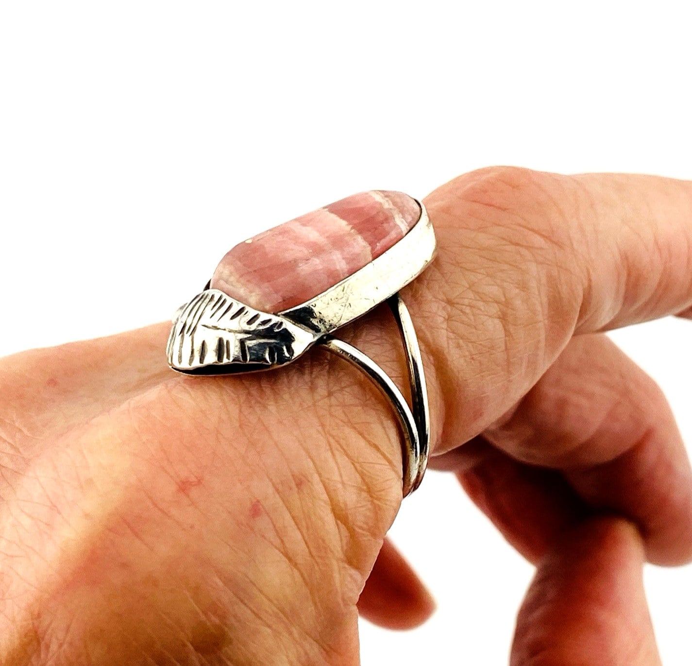 Pink Rhodochrosite Southwest Sterling Silver Ring