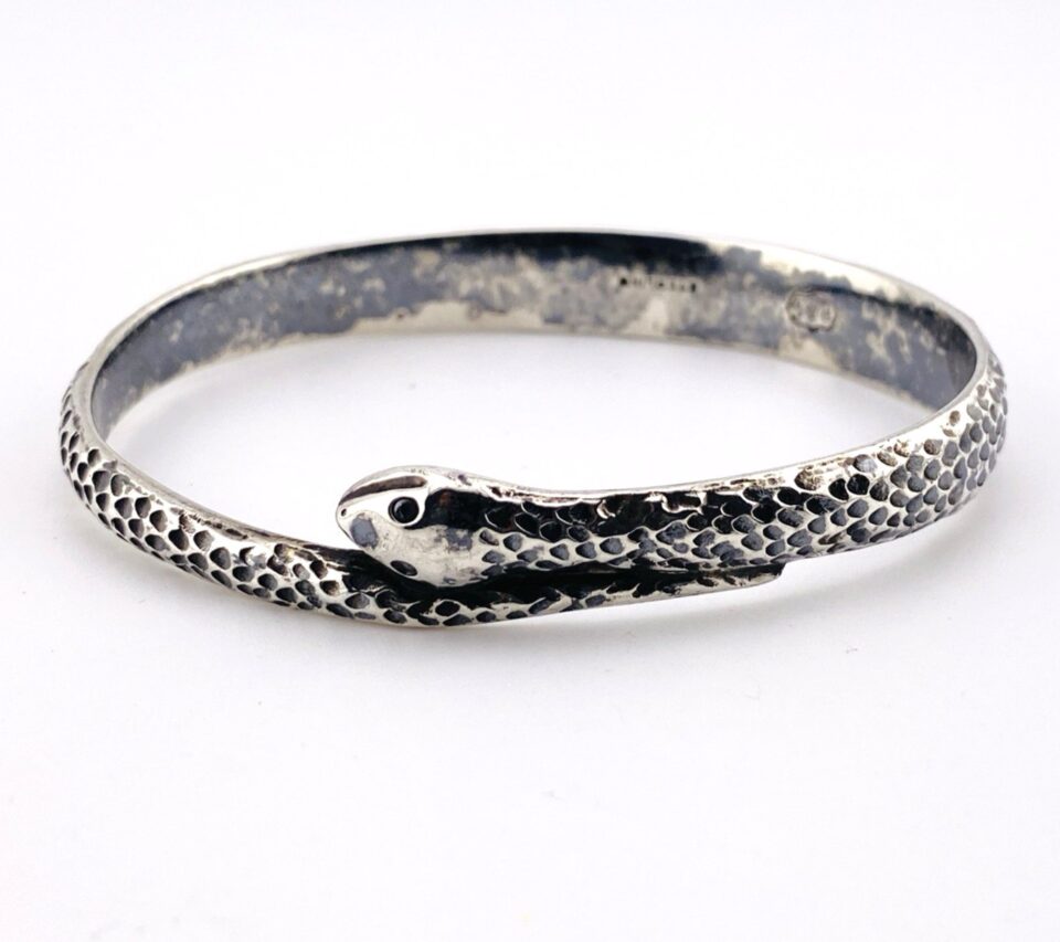 Ritter & Sullivan Antique Sterling Snake Bangle – Rare 1900s Victorian Symbol