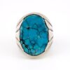 Sand-Cast Sterling Silver Spiderweb Turquoise Ring – Bell Trading Post – Size 11.75 