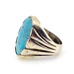 Sand-Cast Sterling Silver Spiderweb Turquoise Ring – Bell Trading Post – Size 11.75 