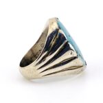 Sand-Cast Sterling Silver Spiderweb Turquoise Ring – Bell Trading Post – Size 11.75 