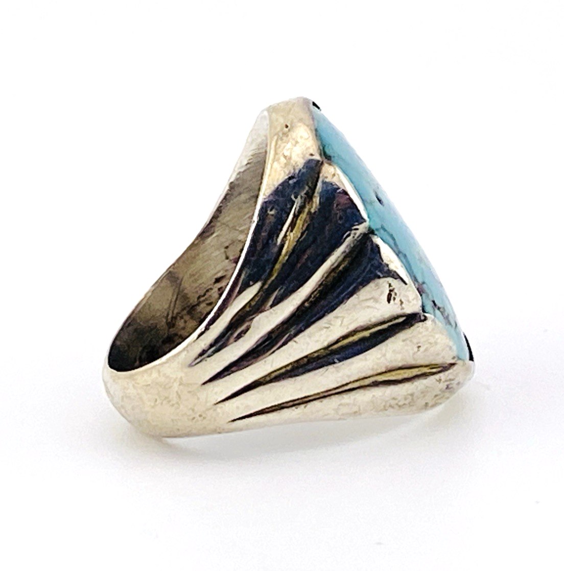 Sand-Cast Sterling Silver Spiderweb Turquoise Ring – Bell Trading Post – Size 11.75