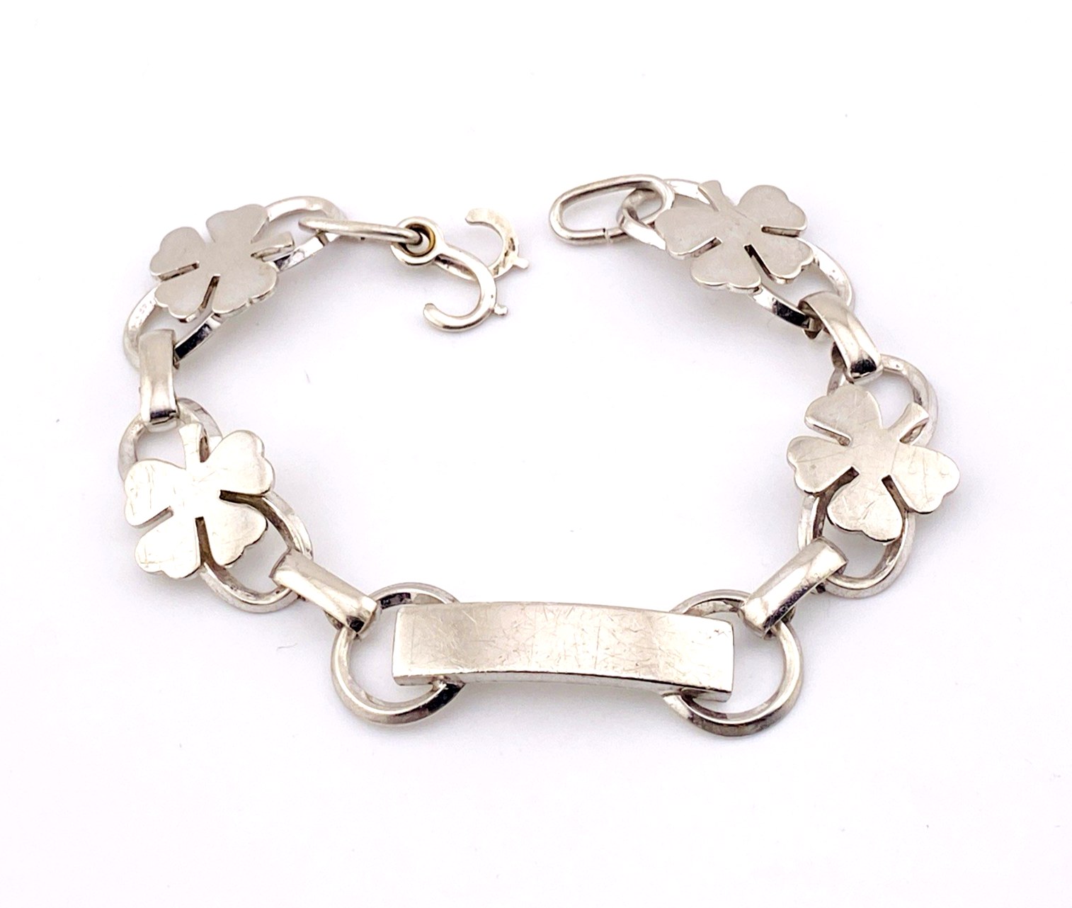 Sterling Silver Shamrock ID Bracelet – Handwrought LaMode Vintage