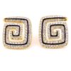 Swarovski Square Spiral Earrings with Black Enamel & Crystal Accents