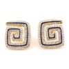 Swarovski Square Spiral Earrings with Black Enamel & Crystal Accents