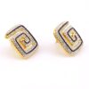 Swarovski Square Spiral Earrings with Black Enamel & Crystal Accents