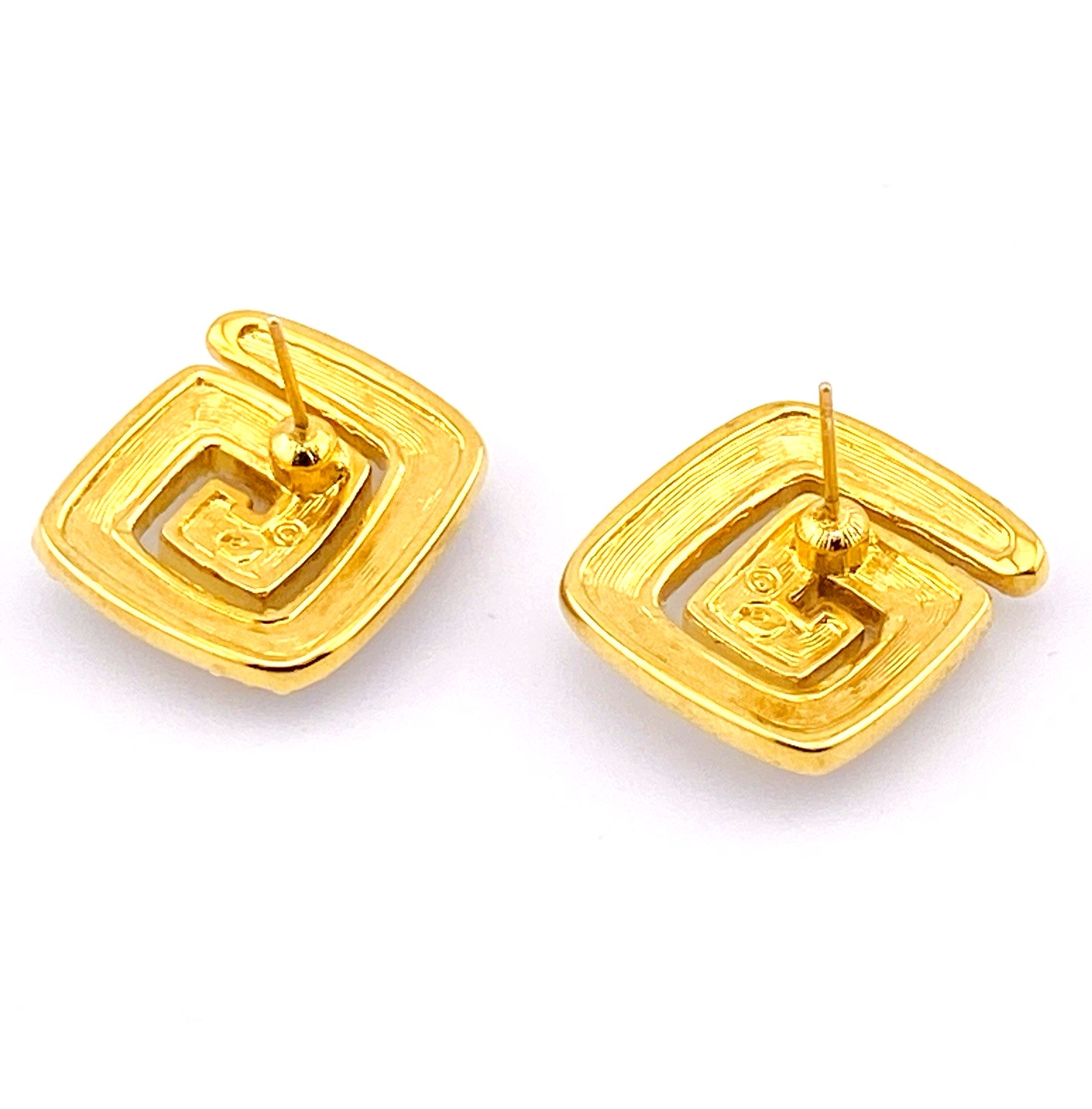 Swarovski Square Spiral Earrings with Black Enamel & Crystal Accents