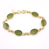 Vintage 7.25" Gold Filled Link Bracelet with Translucent Nephrite Jade