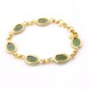 Vintage 7.25" Gold Filled Link Bracelet with Translucent Nephrite Jade