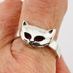 Peter Stone Sterling Silver Cat Mask Ring