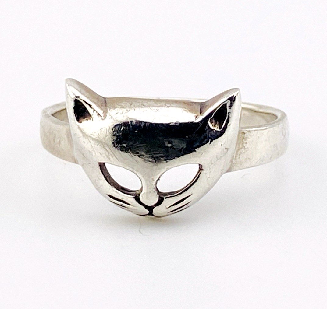 Peter Stone Sterling Silver Cat Mask Ring