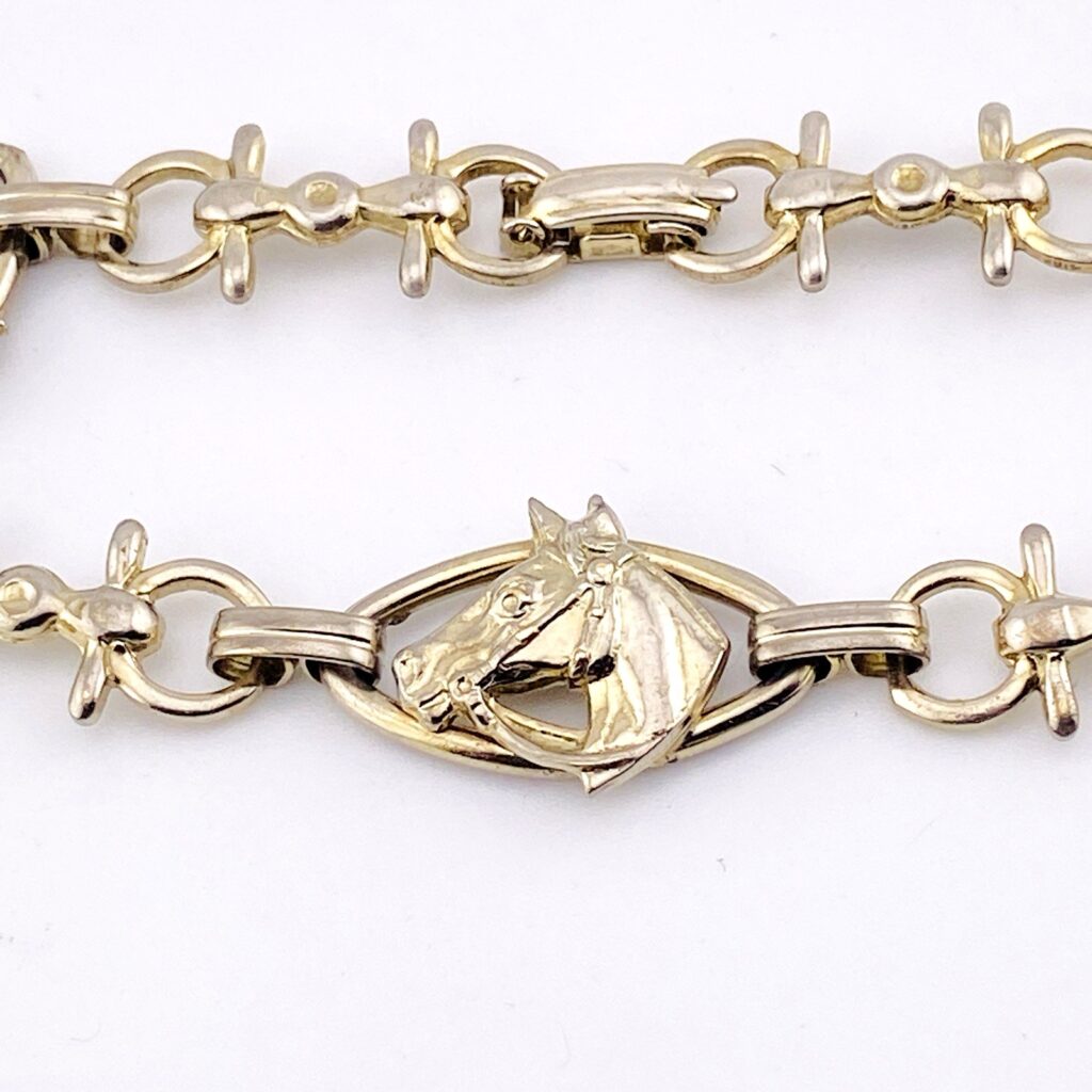 Vintage Silver Plated Horse and Bit Chain Bracelet – 6.75 Inches Long