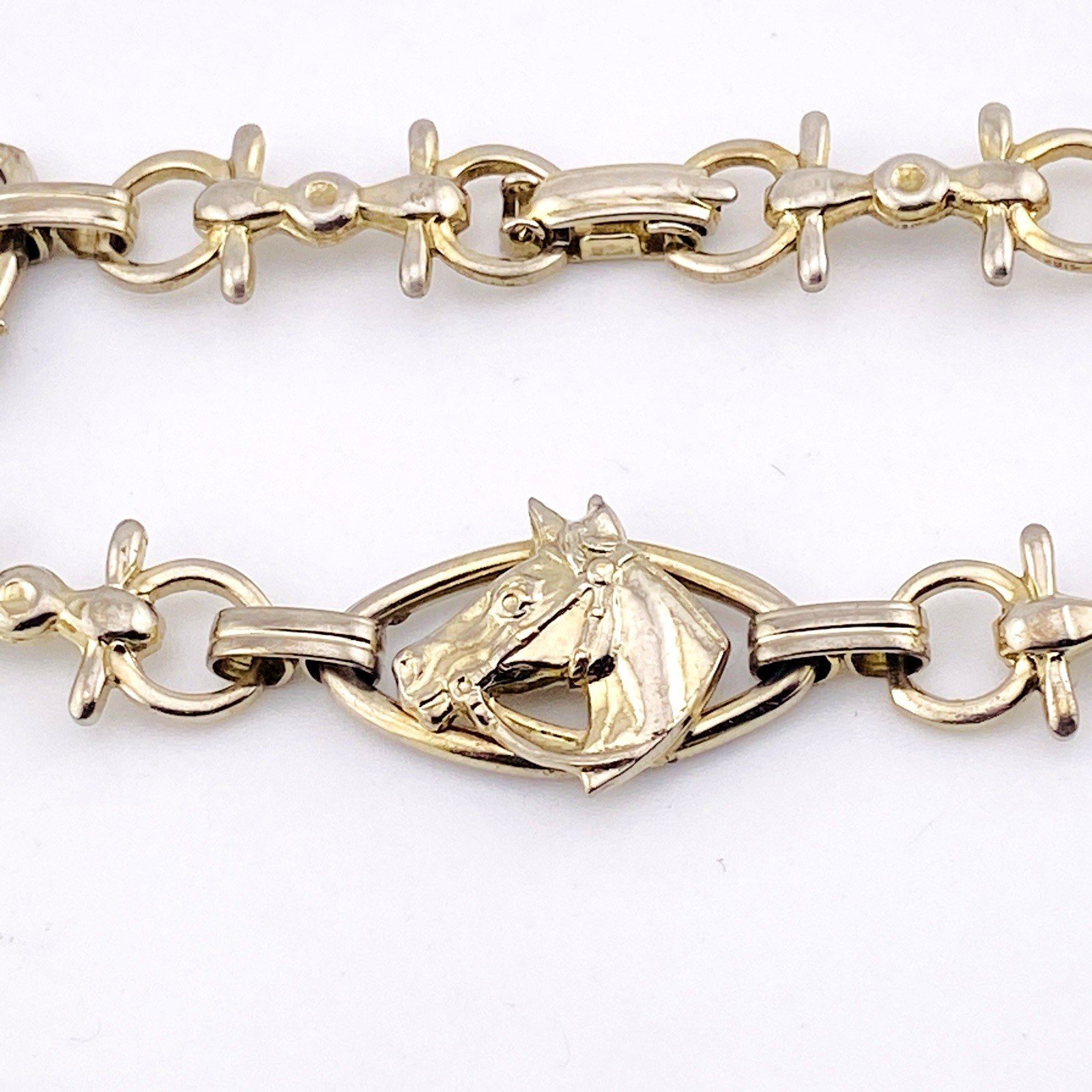 Vintage Silver Plated Horse and Bit Chain Bracelet – 6.75 Inches Long
