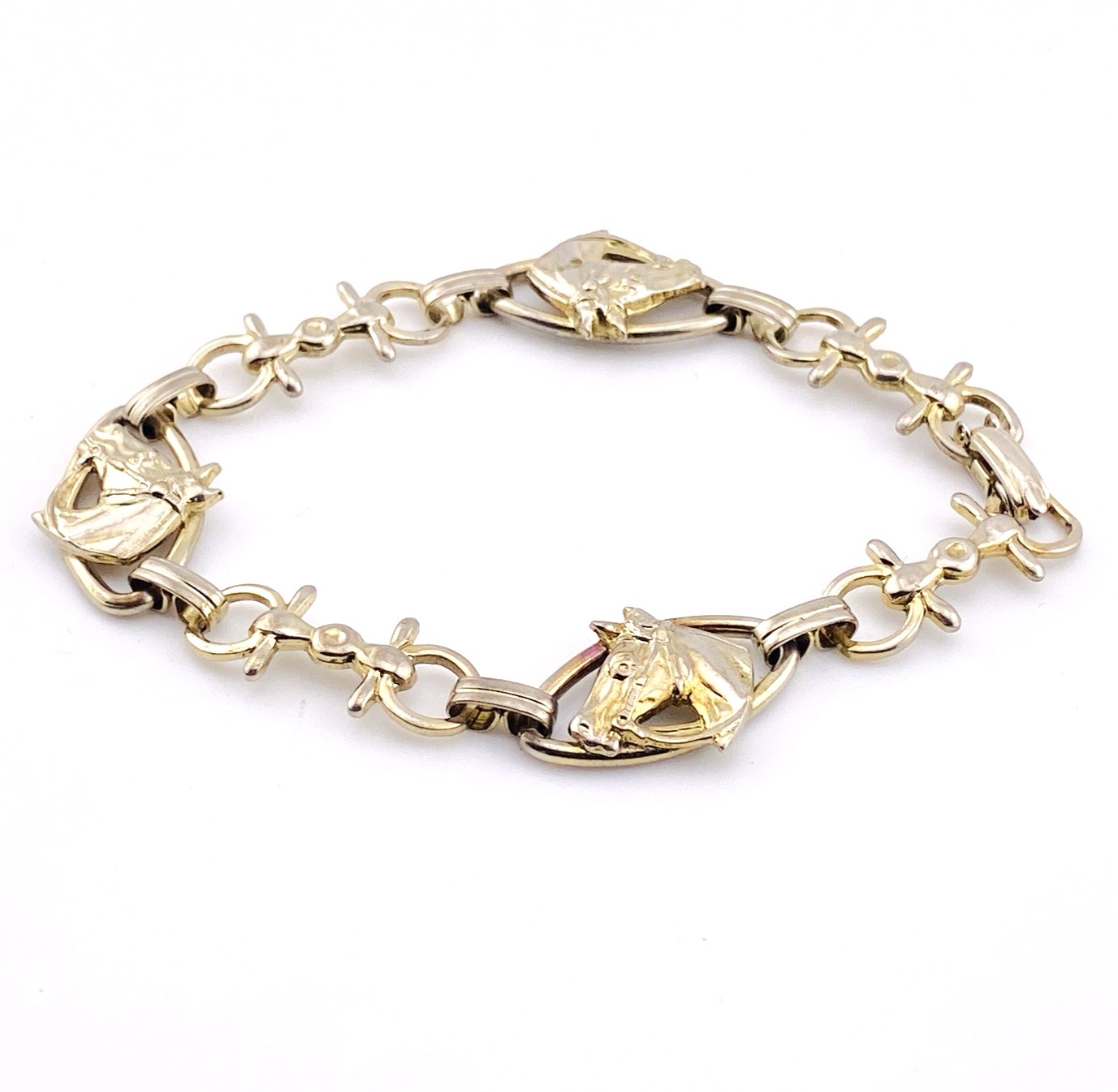 Vintage Silver Plated Horse and Bit Chain Bracelet – 6.75 Inches Long