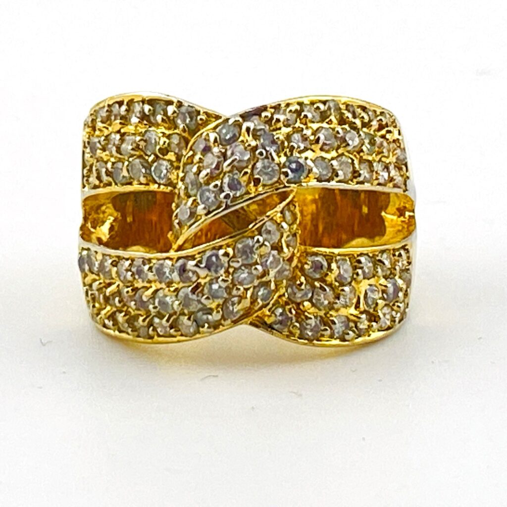 Gold Vermeil and CZ Interlocking Setting Ring