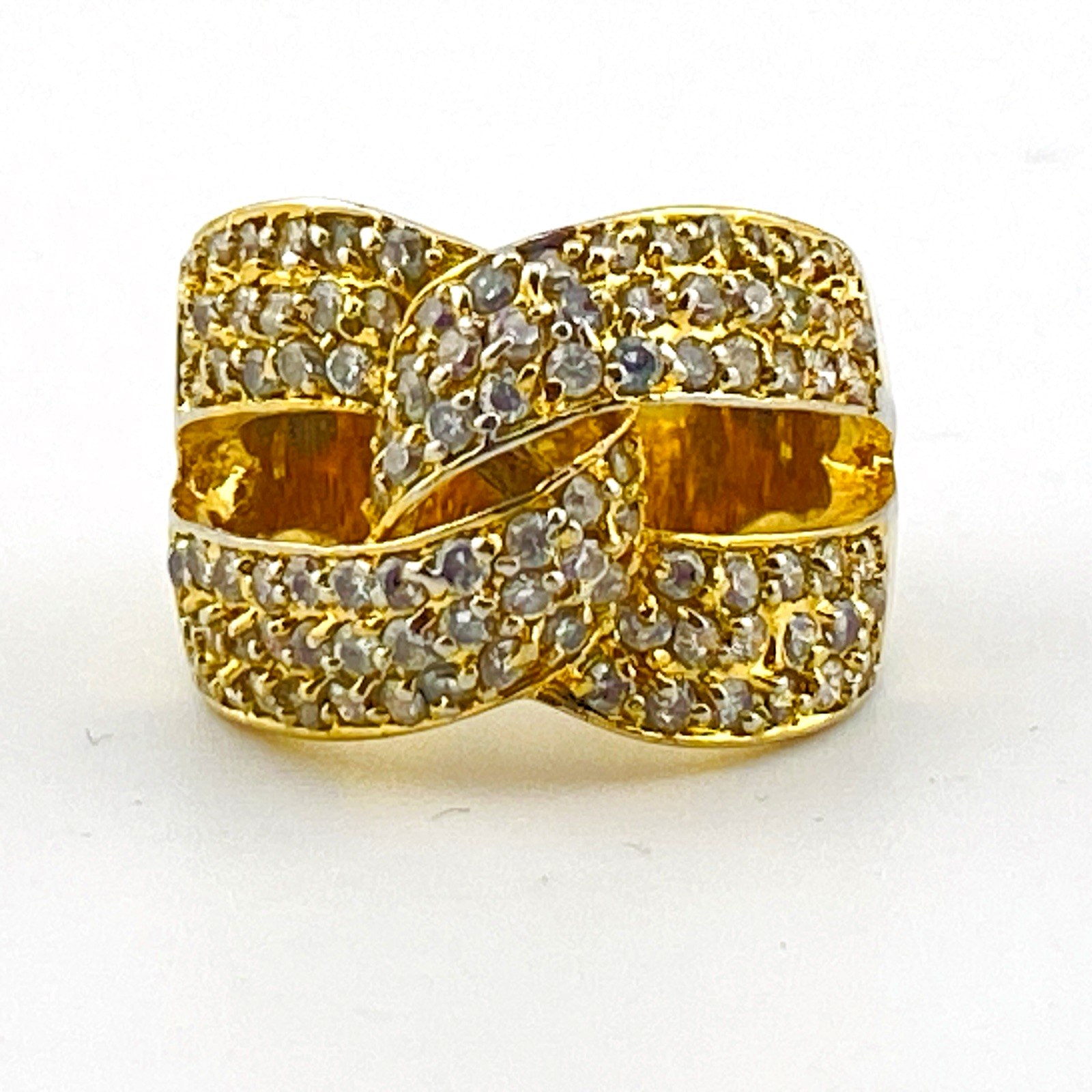 Gold Vermeil and CZ Interlocking Setting Ring