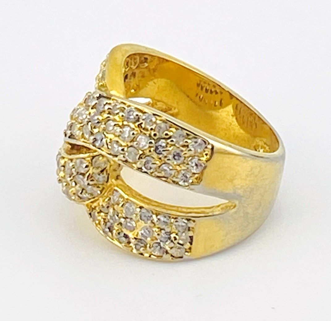 Gold Vermeil and CZ Interlocking Setting Ring