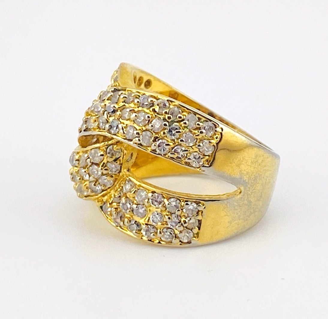 Gold Vermeil and CZ Interlocking Setting Ring
