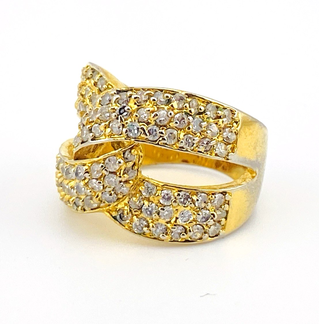 Gold Vermeil and CZ Interlocking Setting Ring