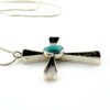 Large Sterling Turquoise Cross Necklace – Modernist Unisex Pendant