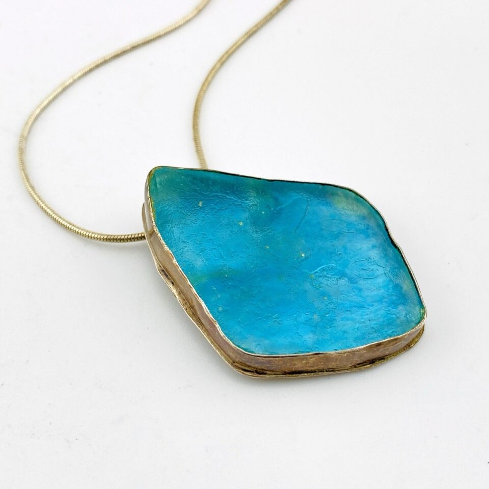 Roman Glass Pendant Necklace in Sterling Silver