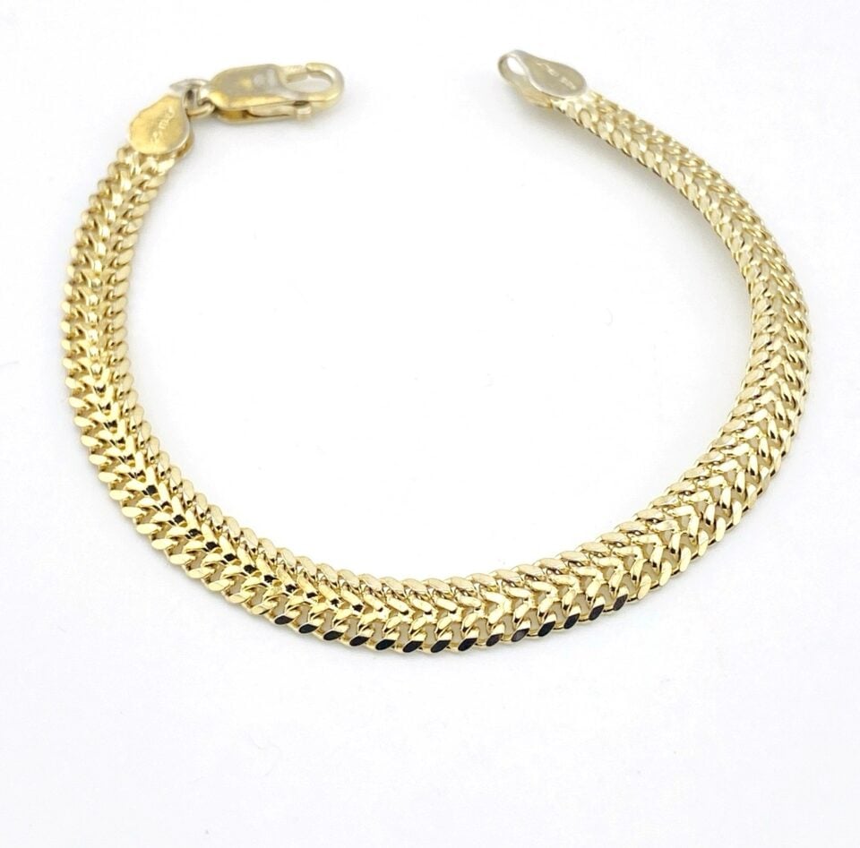 Vintage Italian Vermeil Woven Link Bracelet – Gold Over Sterling Silver – 6.75 Inches