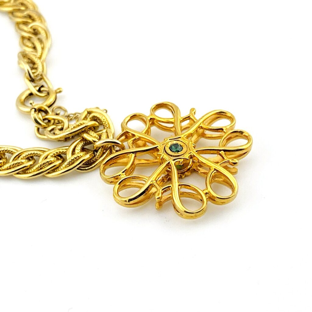 Vintage Gold Filled Chain Bracelet with Large Charm