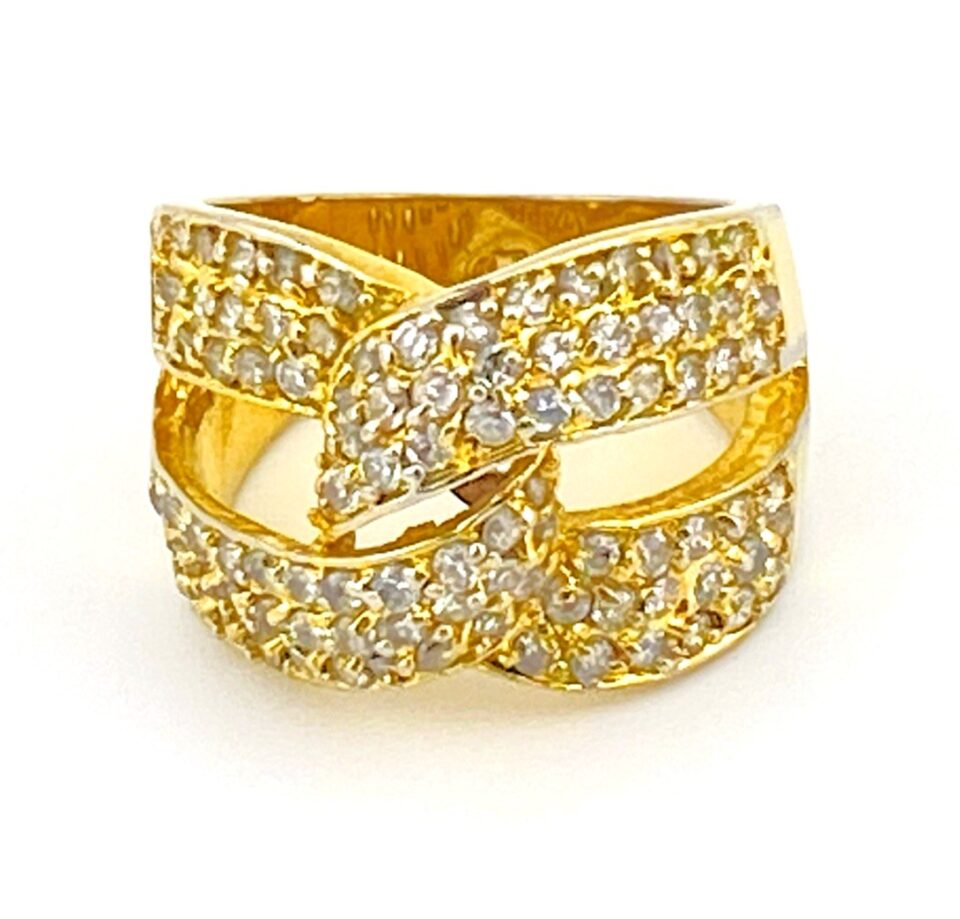 Gold Vermeil and CZ Interlocking Setting Ring