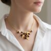 Van Dell Gold Filled Garnet Glass Cluster Necklace on model